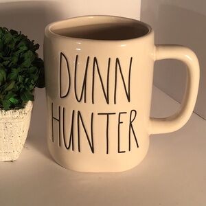 Rae Dunn Dunn Hunter mug white black lettering